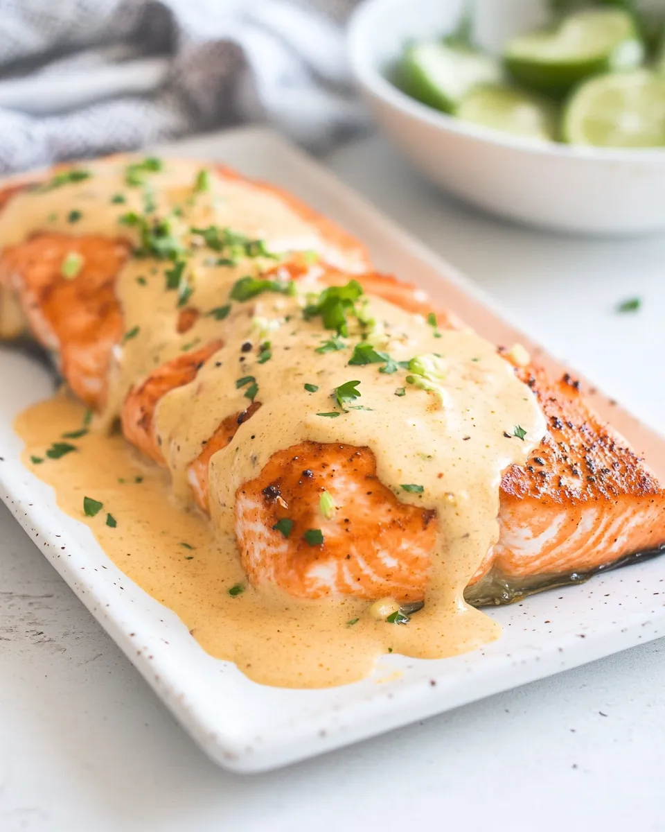 Delicious Baked Salmon with Creamy Coconut Ginger Sauce image