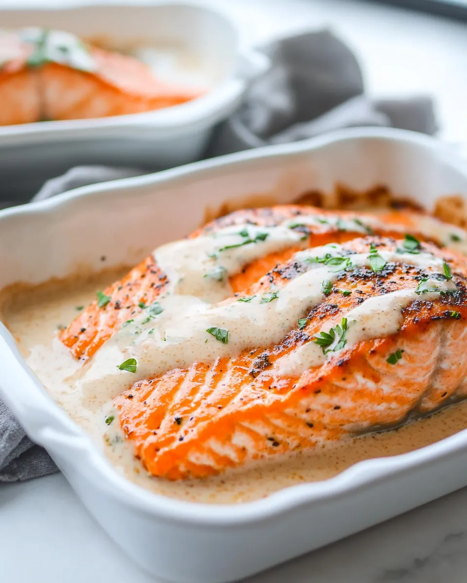 Quick Baked Salmon with Creamy Coconut Ginger Sauce dish photo