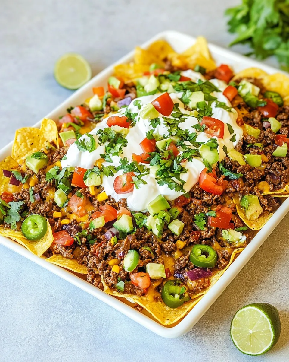 Delicious Beef Nachos food shot