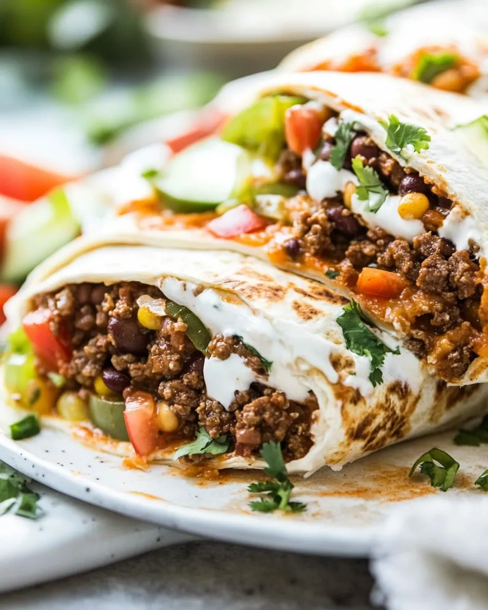 Easy Beef and Bean Burritos Recipe shot