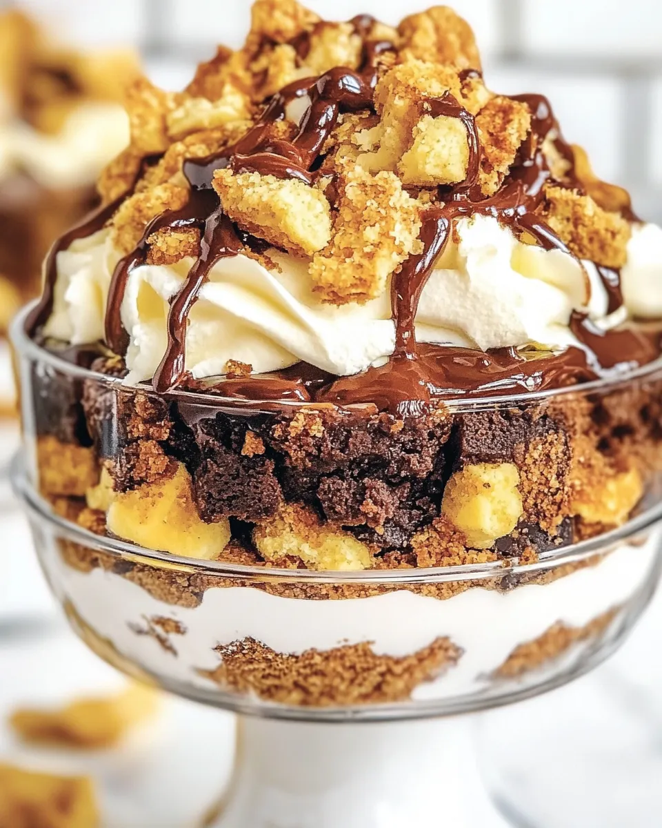 Delicious Butterfinger Brownie Trifle image