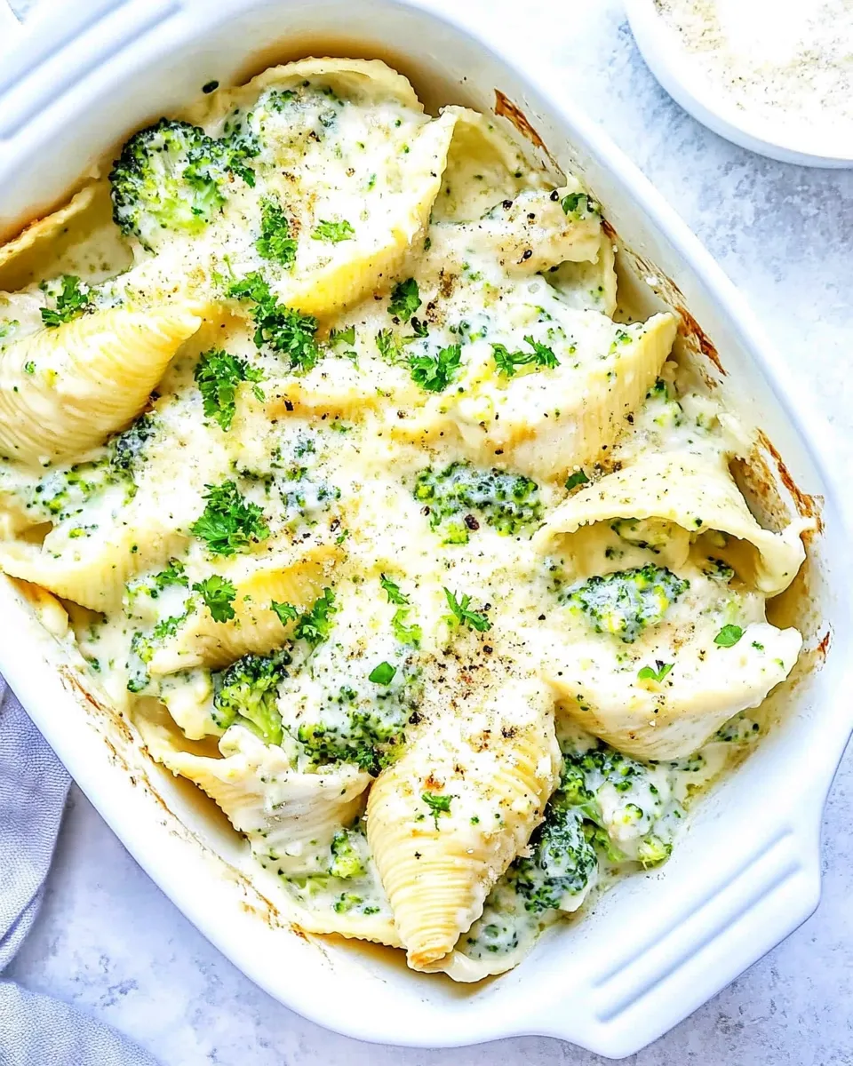 Homemade Chicken Broccoli Garlic Alfredo Shells photo