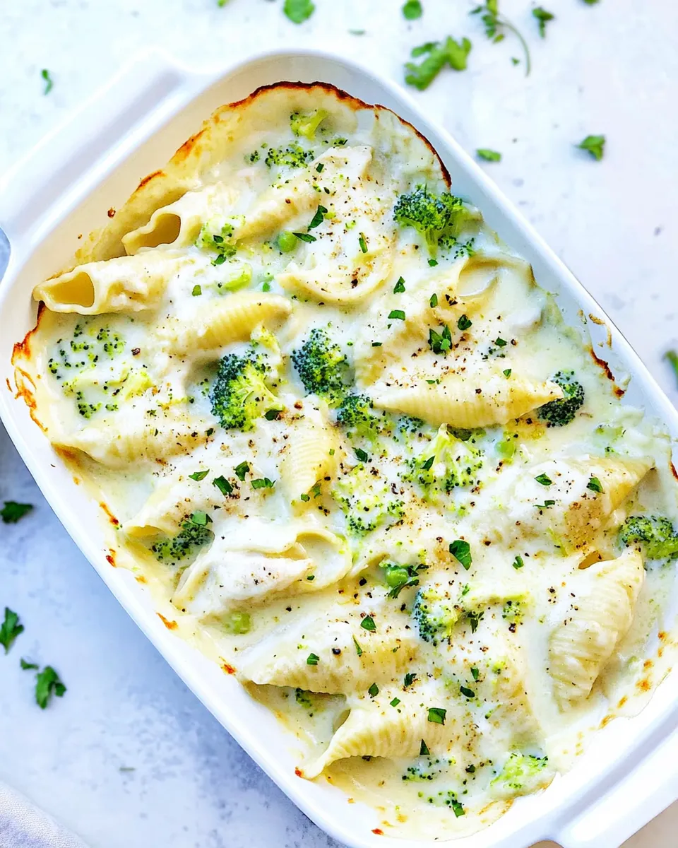 Easy Chicken Broccoli Garlic Alfredo Shells recipe photo