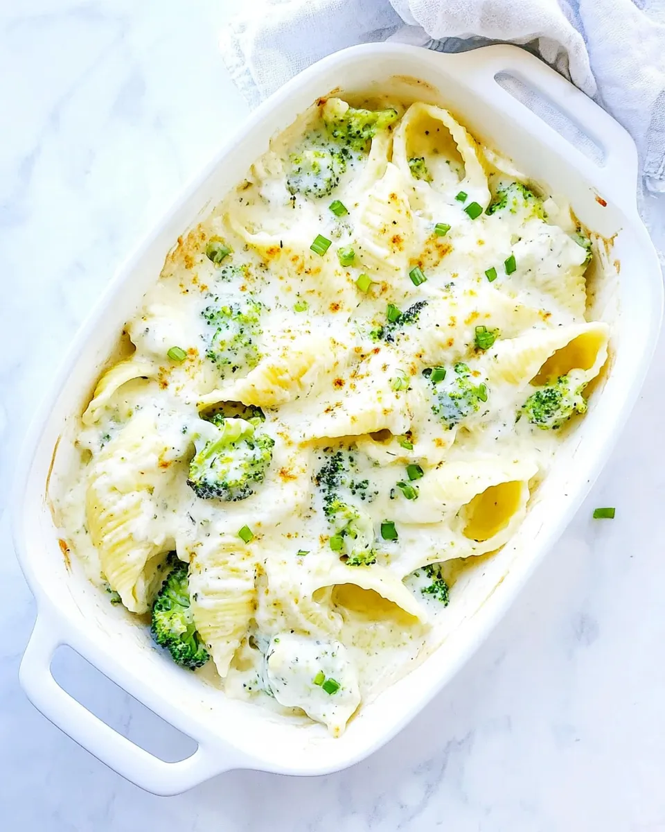 Delicious Chicken Broccoli Garlic Alfredo Shells shot