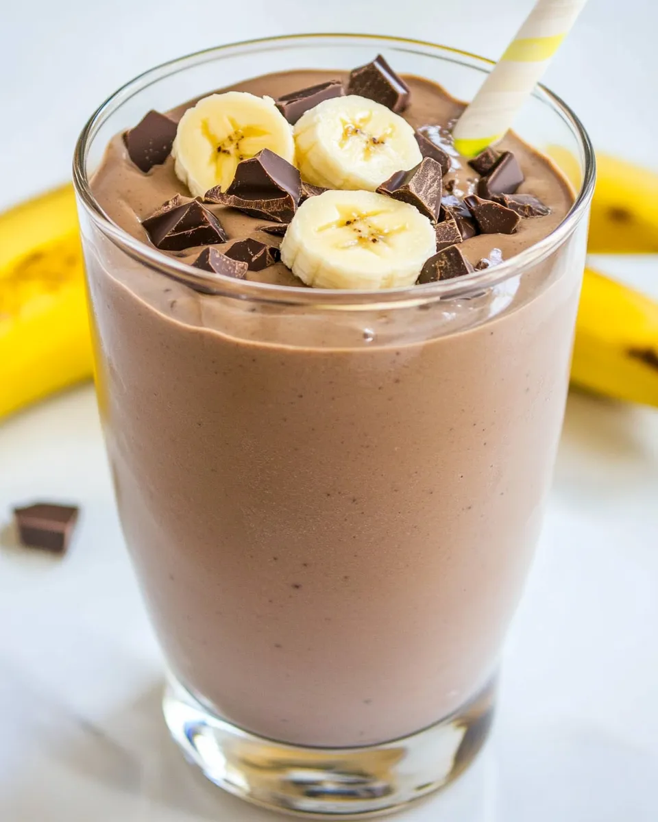 Homemade Chocolate Peanut Butter Banana Shake photo