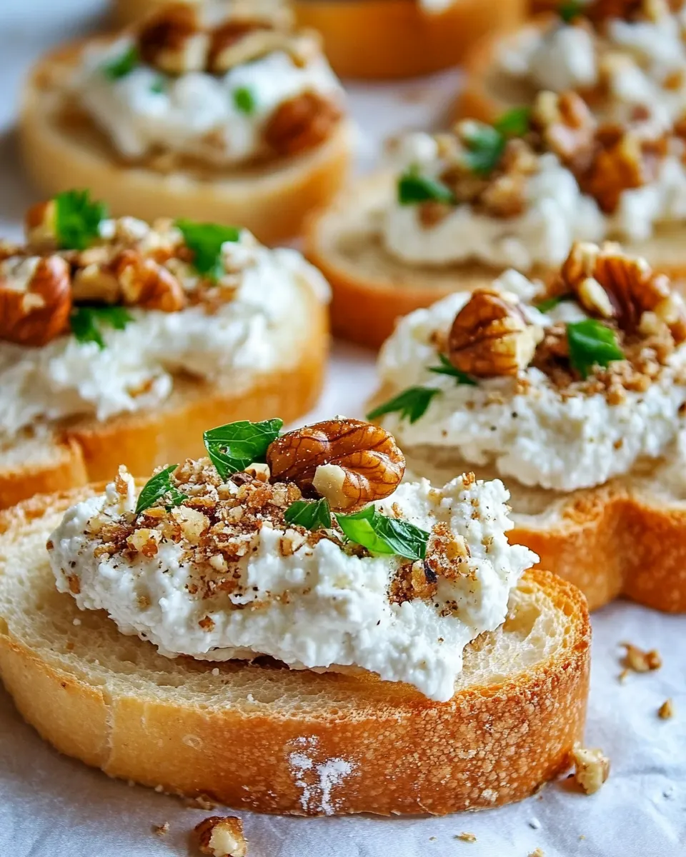 Classic Crostini with Creamy Cheese and Walnuts image