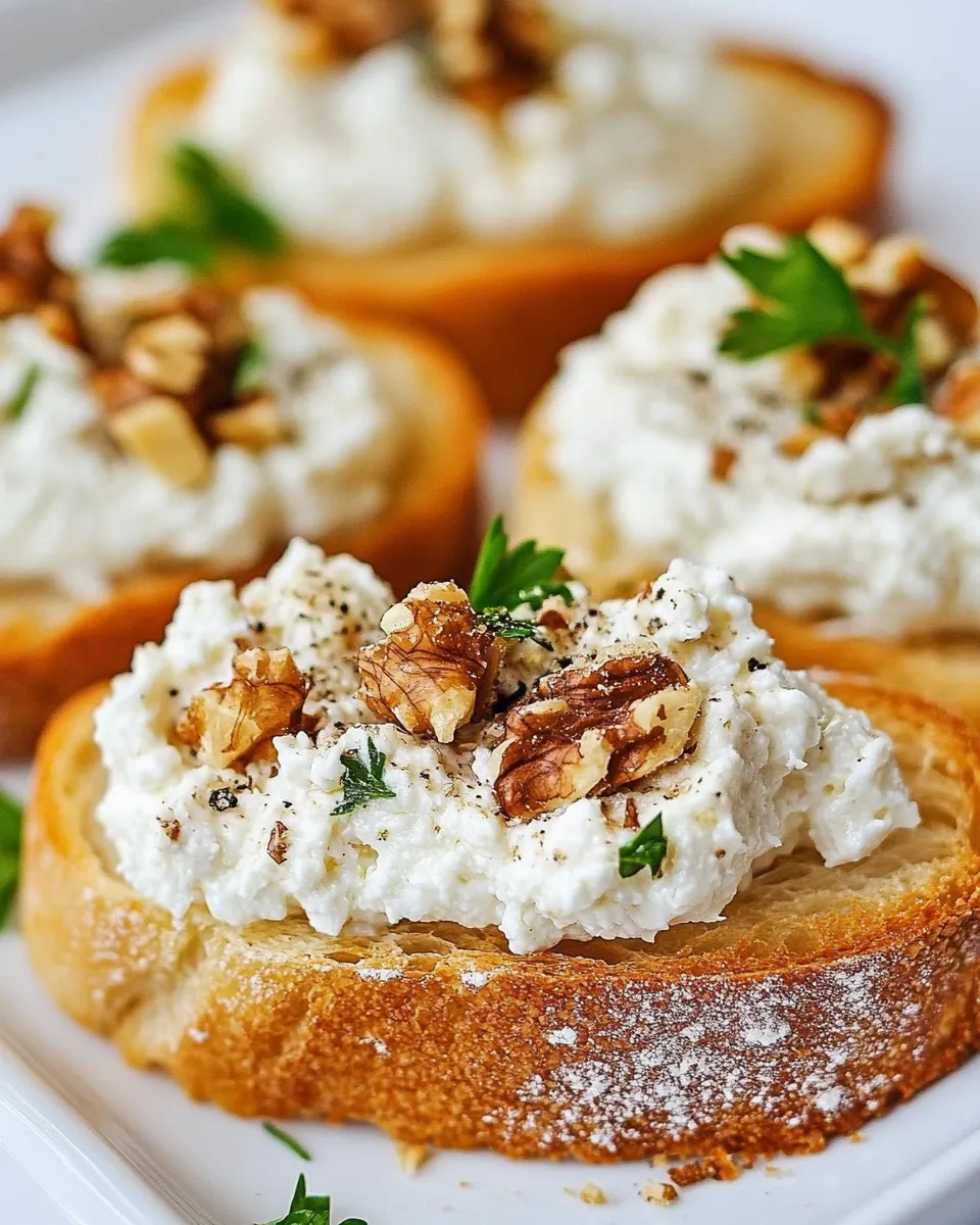 Easy Crostini with Creamy Cheese and Walnuts shot
