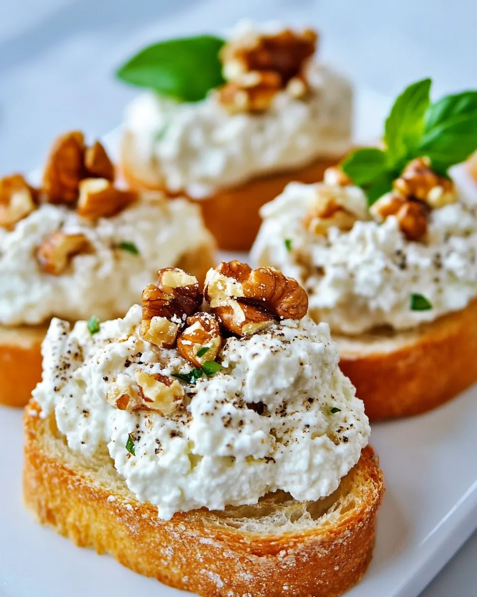 Delicious Crostini with Creamy Cheese and Walnuts recipe photo