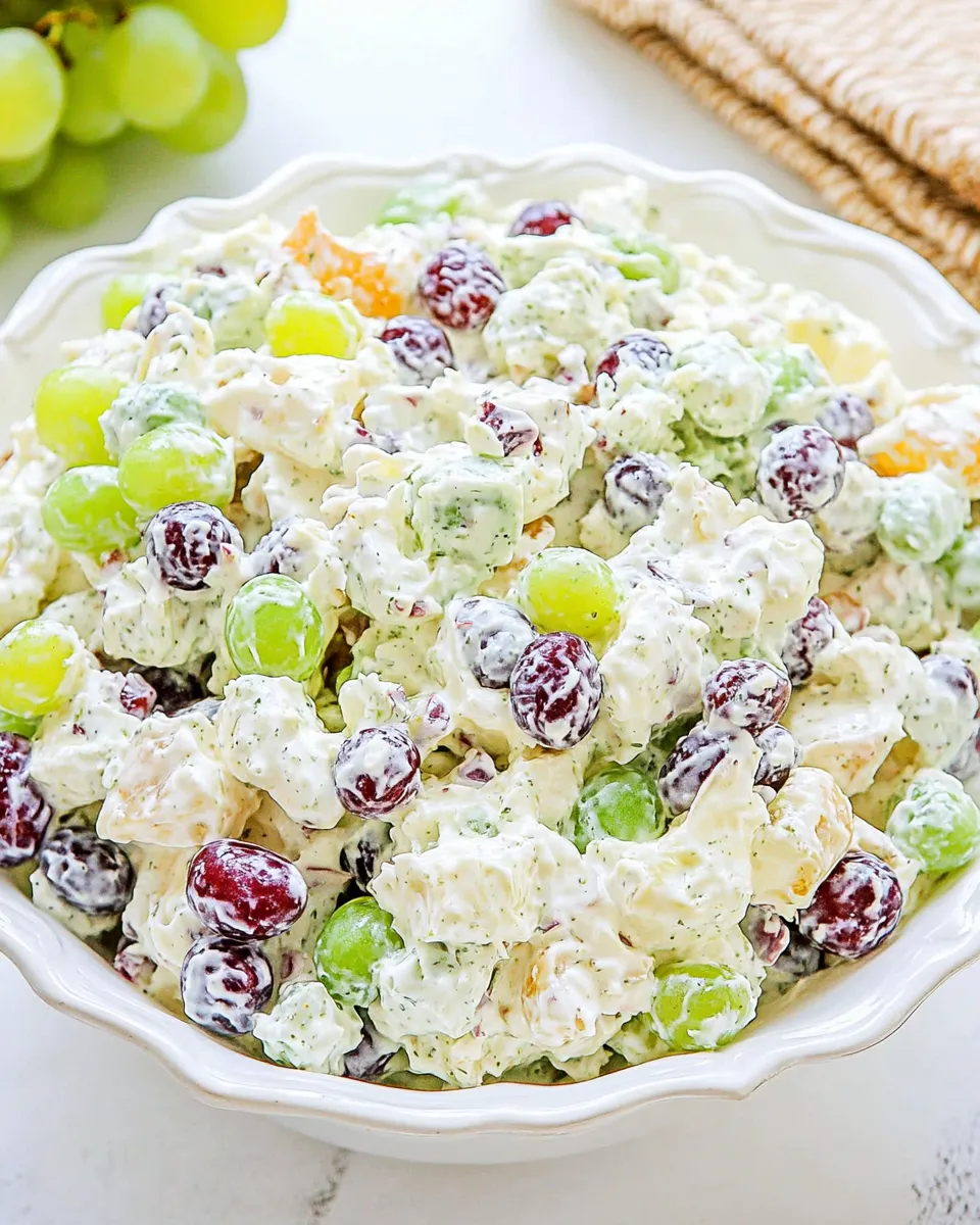 Classic Grape Salad with Cream Cheese Dressing: Creamy Southern Fruit Dessert dish photo
