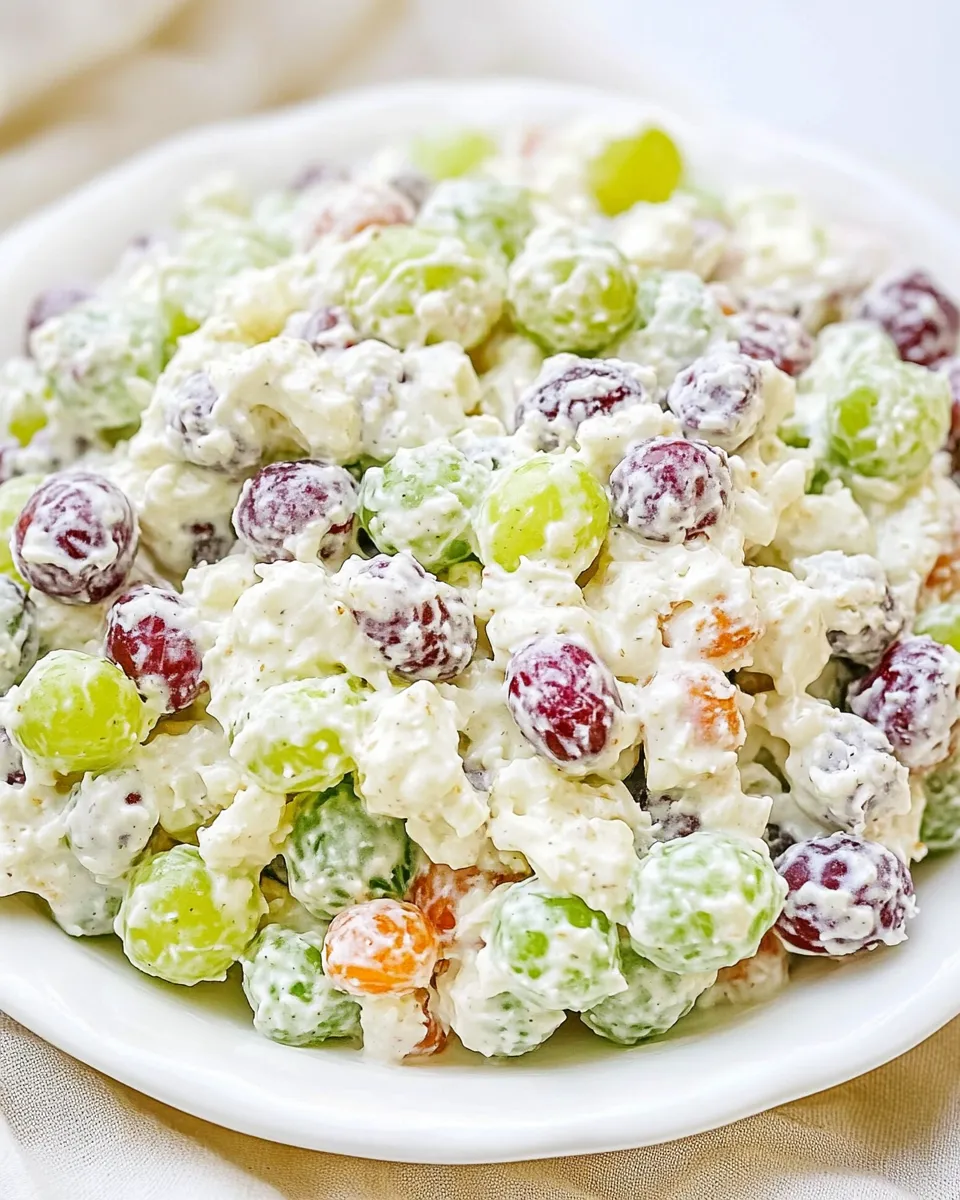 Easy Grape Salad with Cream Cheese Dressing: Creamy Southern Fruit Dessert recipe image