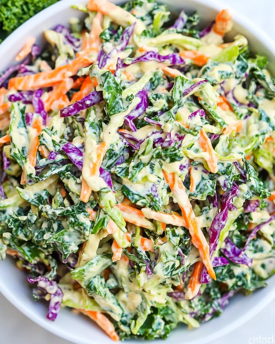 Easy Kale Slaw with Creamy Dressing (Vegan!) recipe photo