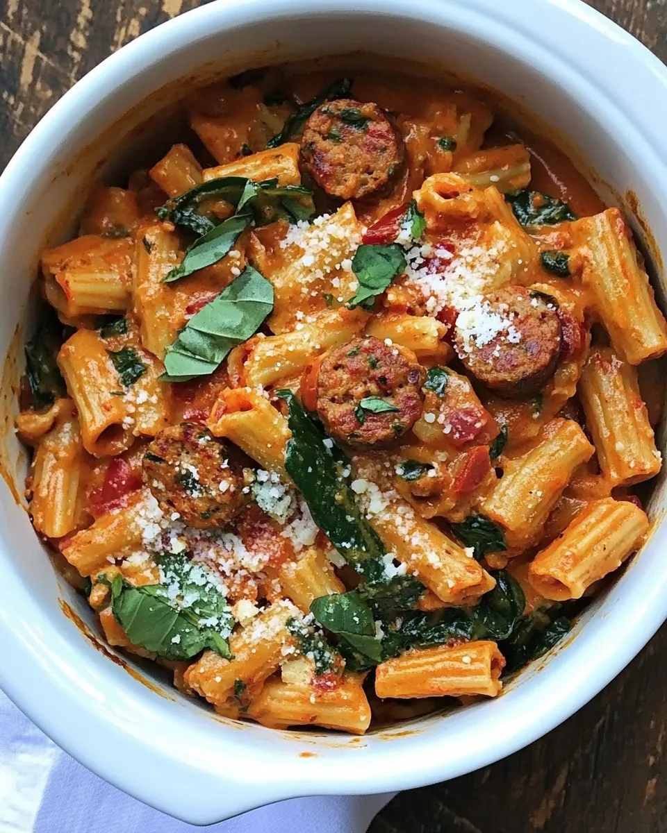 Quick One Pot Turkey Sausage and Roasted Red Pepper Alfredo recipe photo