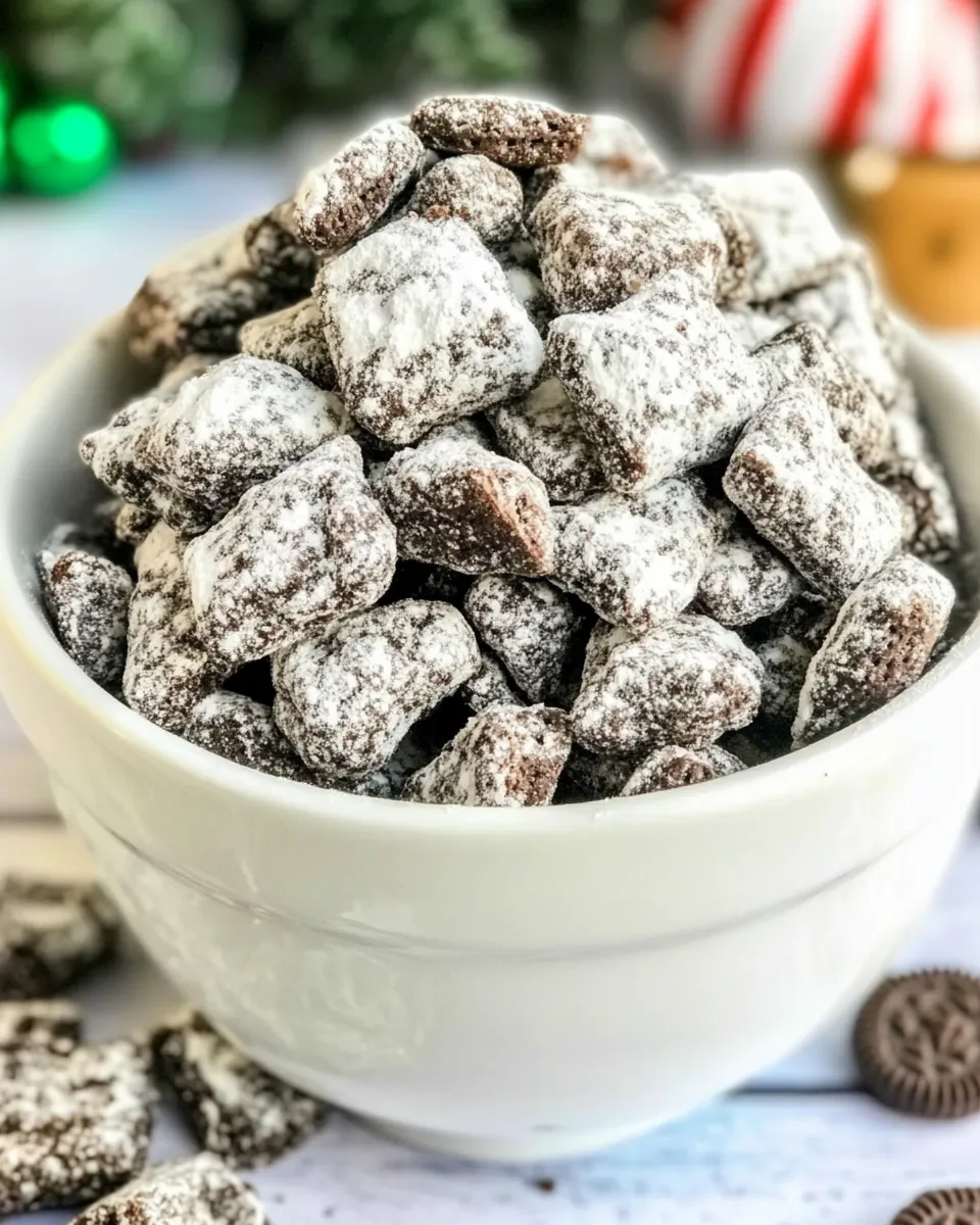 Easy Oreo Muddy Buddies (Oreo Puppy Chow) food shot