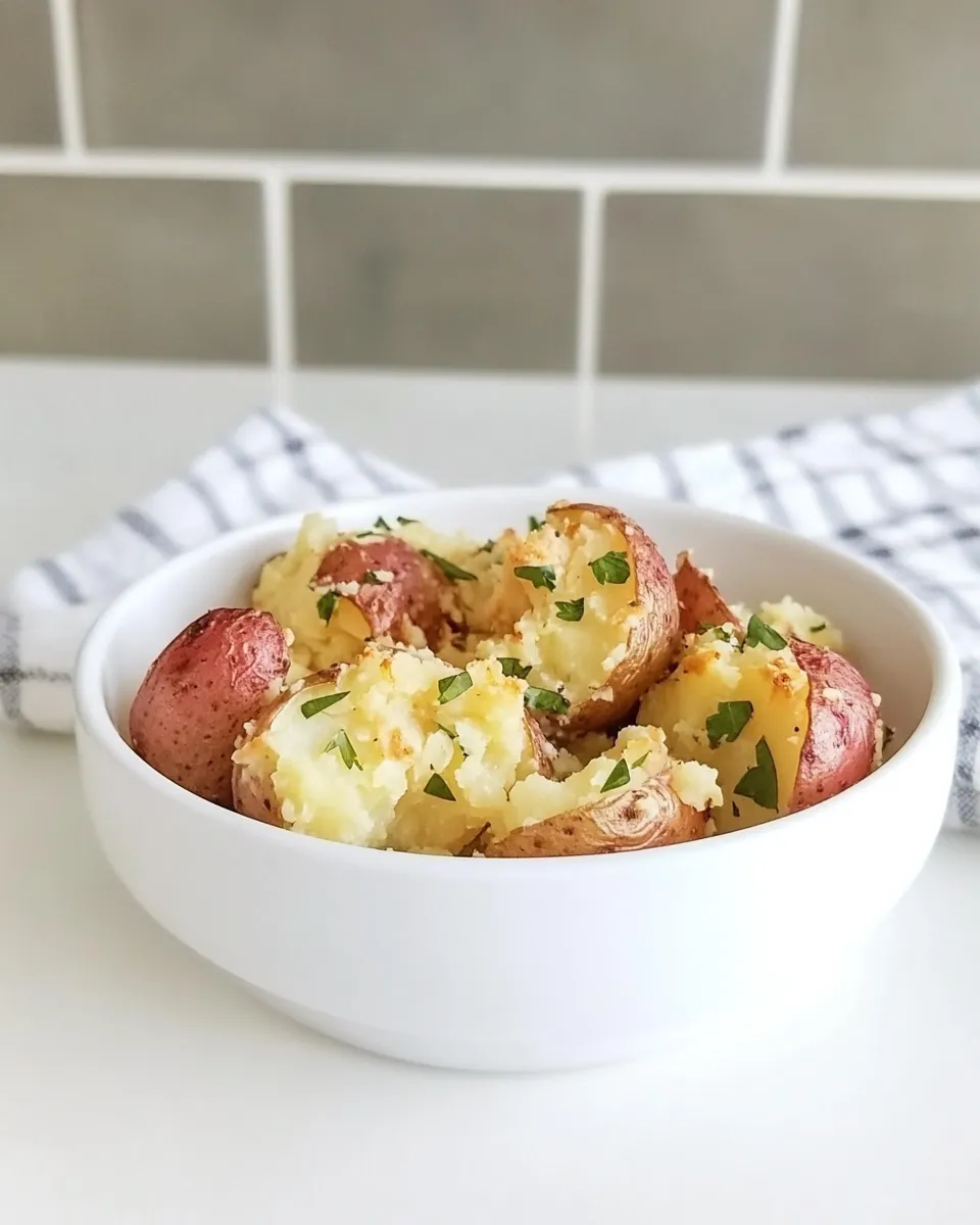 Delicious Smashed Red Potatoes shot