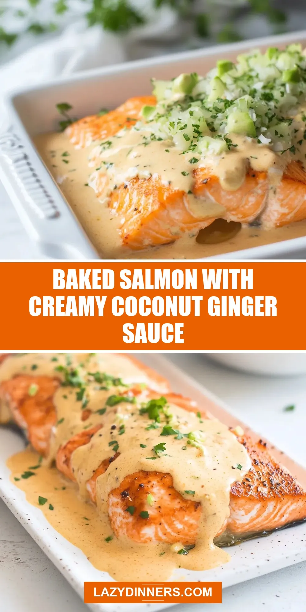 Healthy Baked Salmon With Creamy Coconut Ginger Sauce