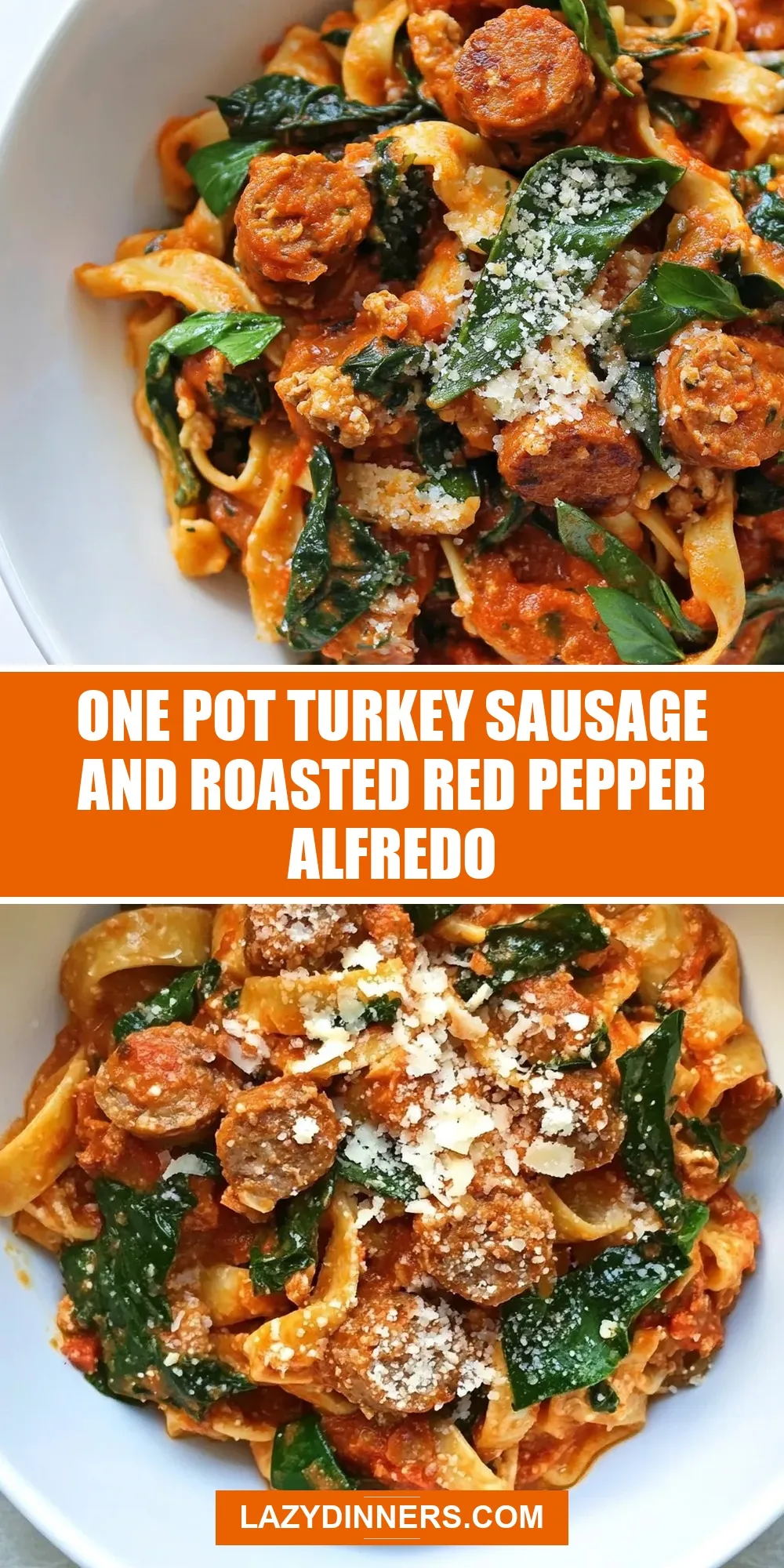 How To Make Healthy One Pot Turkey Sausage And Roasted Red Pepper Alfredo
